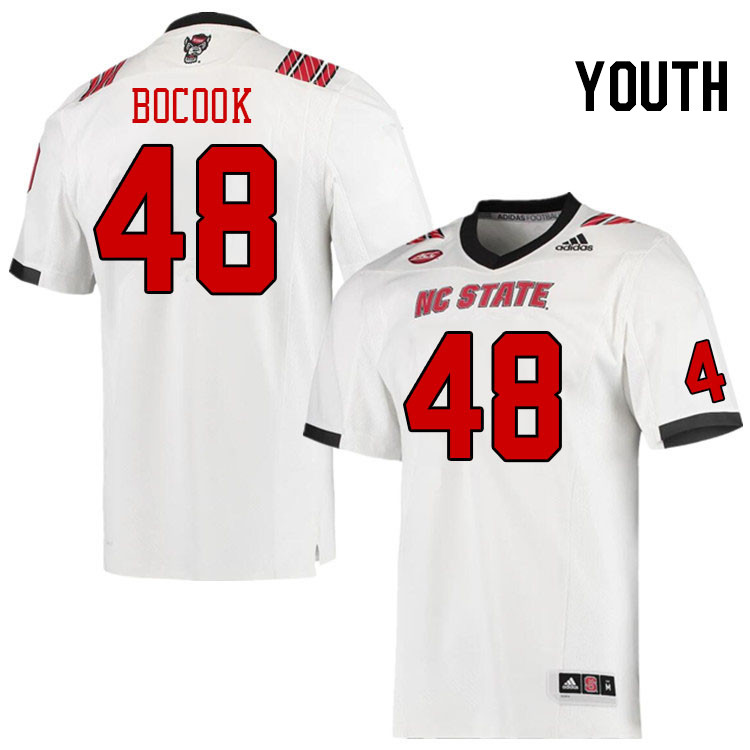 Youth #48 Shelton Bocook North Carolina State Wolfpacks College Football Jerseys Stitched-White